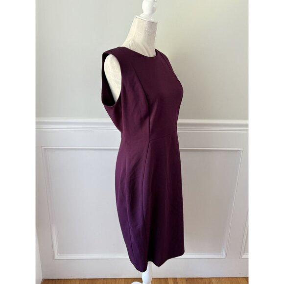 Calvin Klein Sleeveless Maroon Sheath Dress With Back Zipper & Fitted Silhouette - Picture 5 of 7